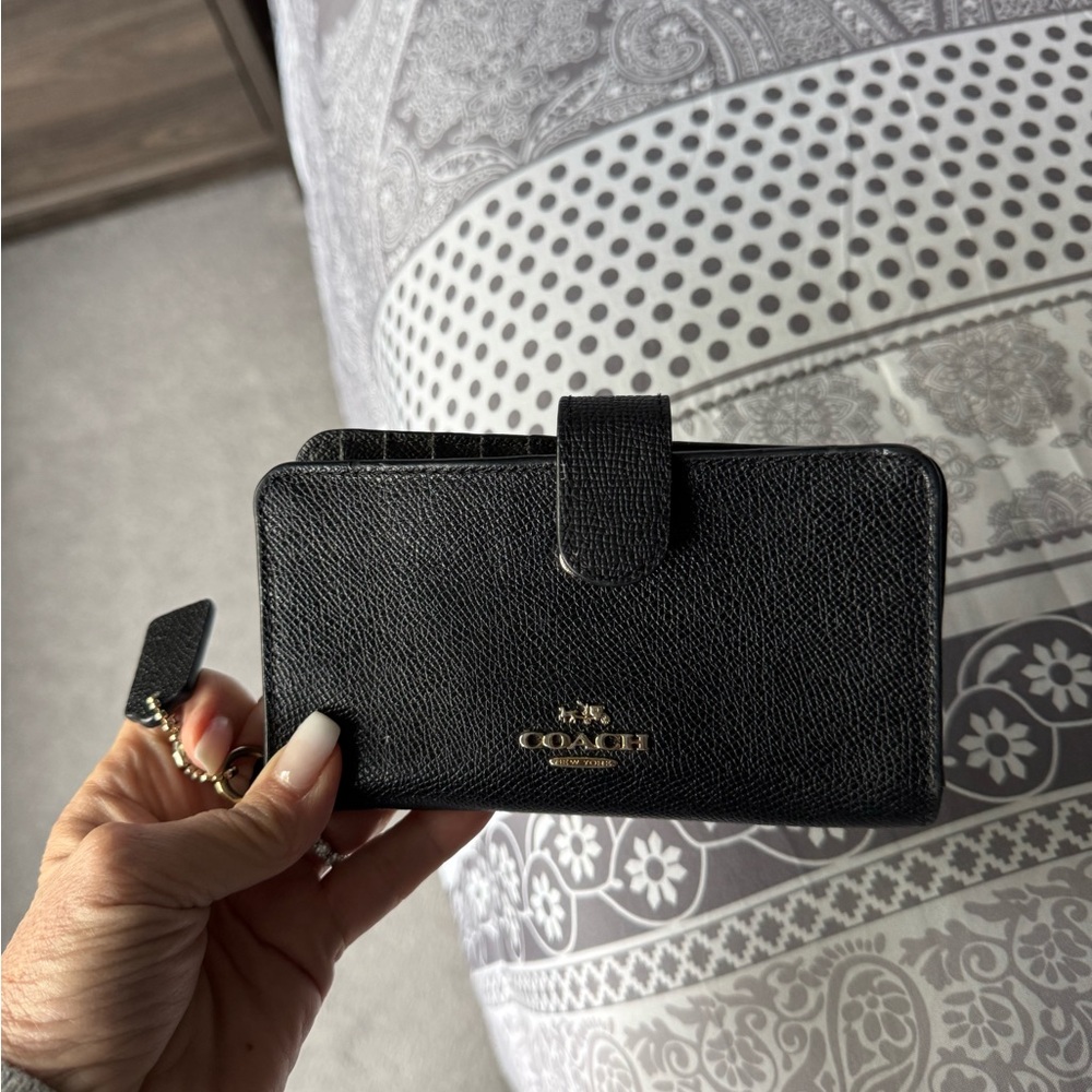 Coach Black Wallet with Gold Logo
